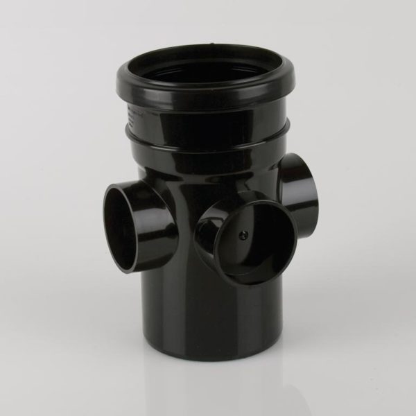 Bs445b brett martin single socket triple boss pipe black